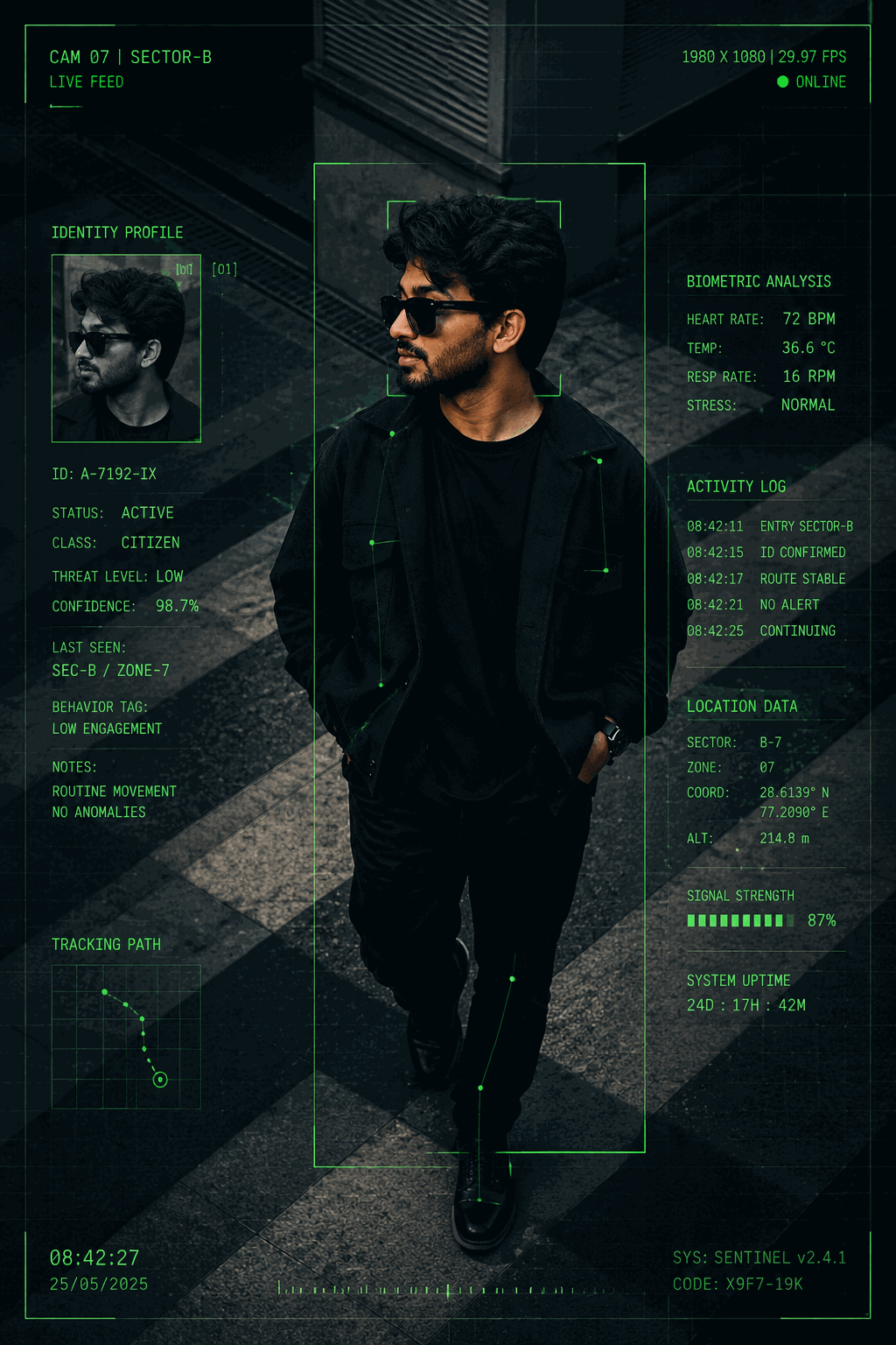 AI-generated preview for prompt: Cinematic AI Surveillance Photo Editing Prompt for Google Gemini