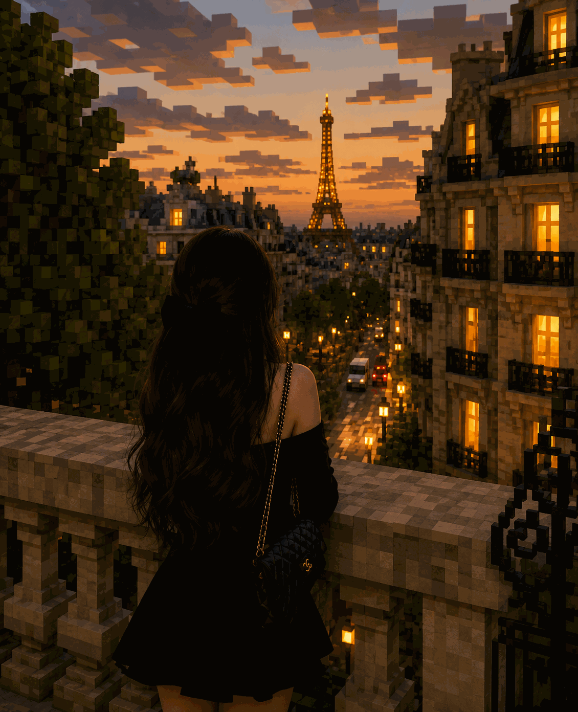 AI-generated preview for prompt: Viral Minecraft Background AI Photo Prompt for Google Gemini