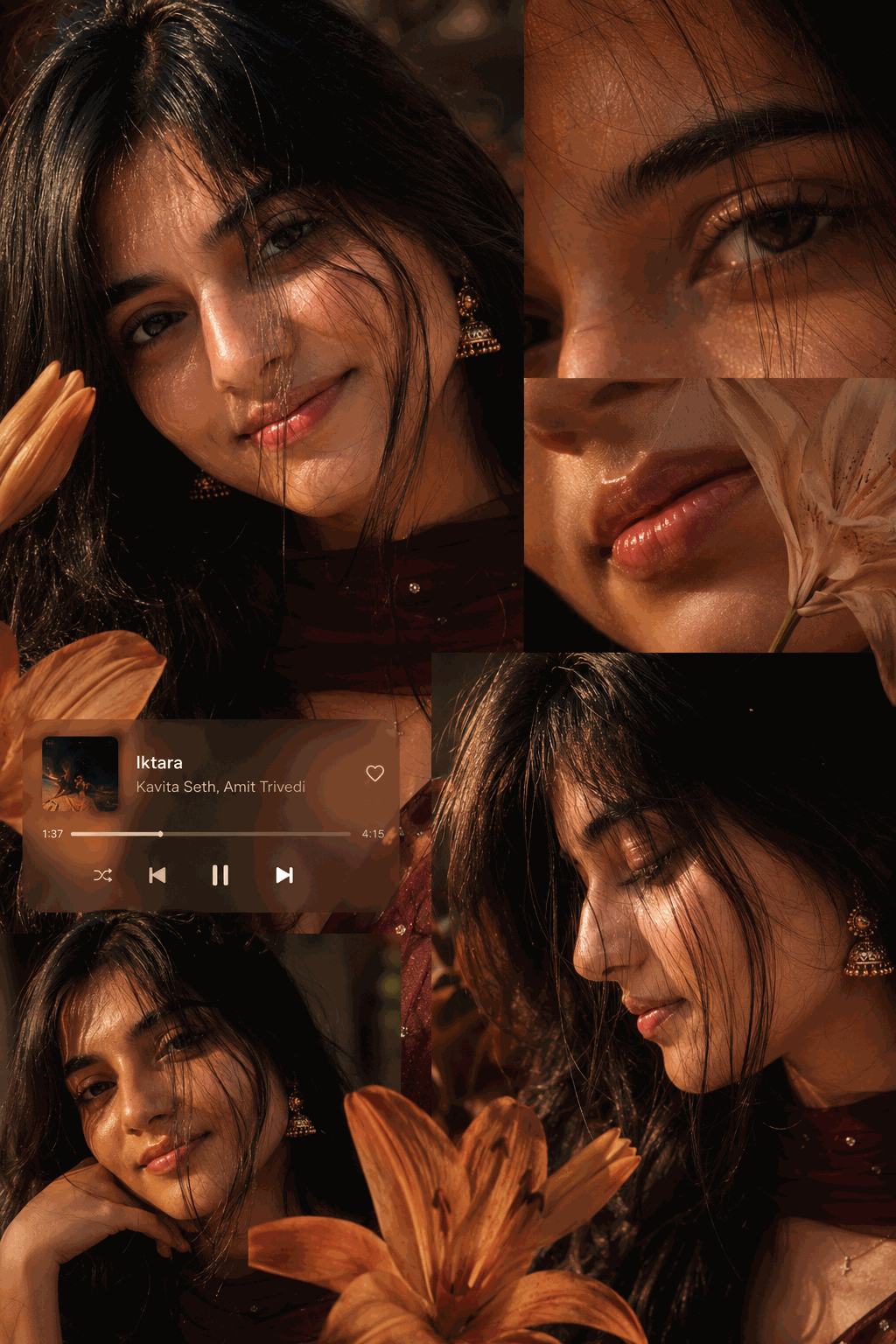 Warm Cinematic Editorial Collage Portrait AI Prompt for Google Gemini — AI image prompt preview